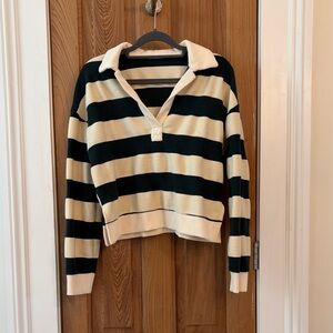 Blu Pepper Black and Cream Striped Top